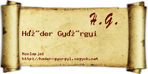 Háder Györgyi névjegykártya
